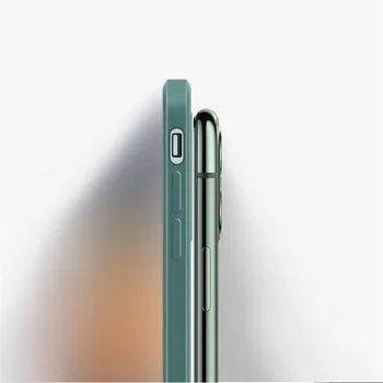 Námestie Kvapalné Silikónové puzdro Pre iPhone 11 12 13 Pro Max Mini XR XS SE2020 7 8 Plus 6S Coque Funda Carcasa Ochranu Objektívu