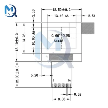 OLED Displej 0.66 palcový LCD Displeja Modul OEL 1M2033 SSD1317 Ovládač IC 14Pin 64x48 Rozlíšenie IIC rozhranie pre Arduino