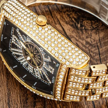 Originál Značky Luxus Plný Diamond Ľadový Sa Pozerať Bling-ed 18K Zlata Prípade Nehrdzavejúcej Ocele, Quartz náramkové hodinky Muž Hodiny pre Mužov
