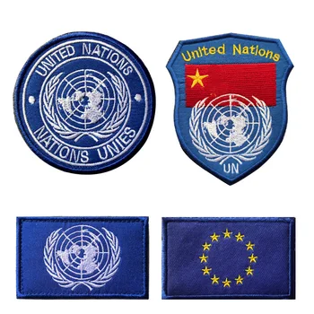 Osn, EÚ Odznak Výšivky Háčika a Slučky Taktické Škvrny OSN Vonkajšie Vrece Remienok na ruku Handričku Armády Vojenské Nálepky Nášivka