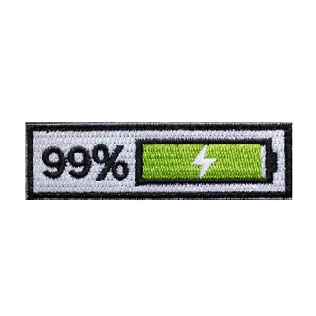 Power Meter Energie Nabíjania 1% 99% Výšivky Škvrny Dlhé Pásy Magic Nálepky Remienok Patch Odznak Na Oblečenie Batoh Klobúk