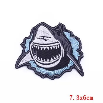 Pradžňa 10 KS Veľkoobchod Shark Vyšívané Škvrny Na Oblečení DIY Punk Patch Žehlička Na Škvrny Na Oblečení Nálepky Punk Odznaky
