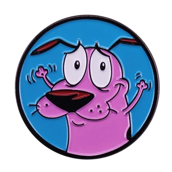 Roztomilý kreslený šteňa brošňa Odvahu Zbabelý Pes Pes Ružový Pes Smalt Kolíky brošne