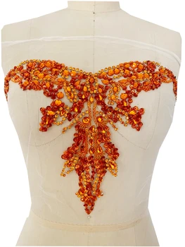 Ručné červená/zlatá/modrá/oranžová kamienkami nášivka na oka šiť na korálky crystal výbava škvrny šaty príslušenstvo