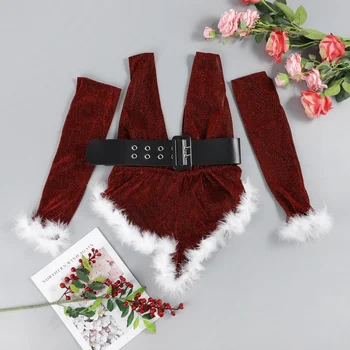 Sexy Ženy, Vianočné Bielizeň Kombinézu Santa Claus Cosplay Kostým Bielizeň Sleepwear Darček