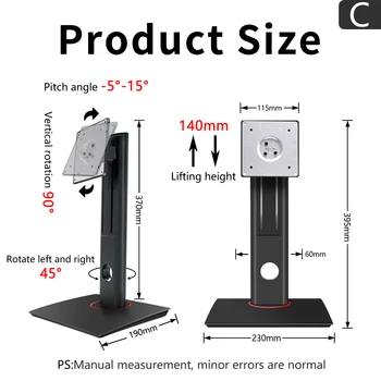 Stojan monitora Podporuje 24-27 Palcový Vertikálneho výťahu Rotácie 90 Vertikálne Obrazovke Držiak na stôl stojan monitora