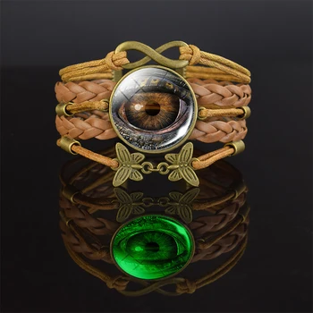 Svietiť V Tme Dragon Eye Náramok Zlé Oči Sklenenou Kupolou Multi-layer Pletené Náramky Šperky Ženy, Mužov Darček
