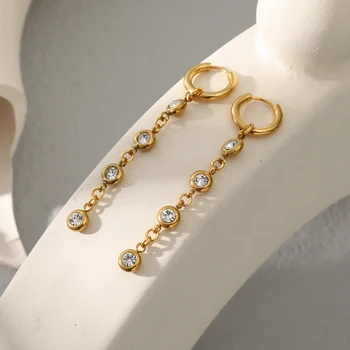 Vyhlásenie Nehrdzavejúcej Ocele Cubic Zirconia Hoop Náušnice Šperky pre Ženy Módne Kovové Textúra 18 K Náušnice Zlaté Doplnky