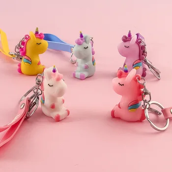 WANGAIYAO nové jednorožec cartoon keychain mäkké bábiky keychain farebné pony car taška prívesok keychain prívesok darček k narodeninám