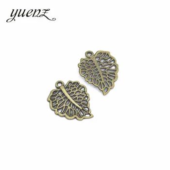 YuenZ 15pcs Starožitné strieborná farba kovových zliatin Listy Náhrdelník Prívesok Charms DIY Šperky Robiť Ručne Príslušenstvo Q352